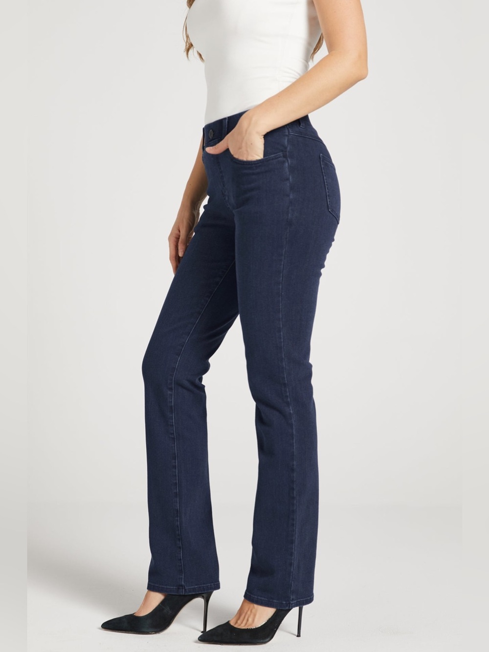Betabrand Signature Mid-Rise Denim Navy Blue Stretch Jeans Size Medium